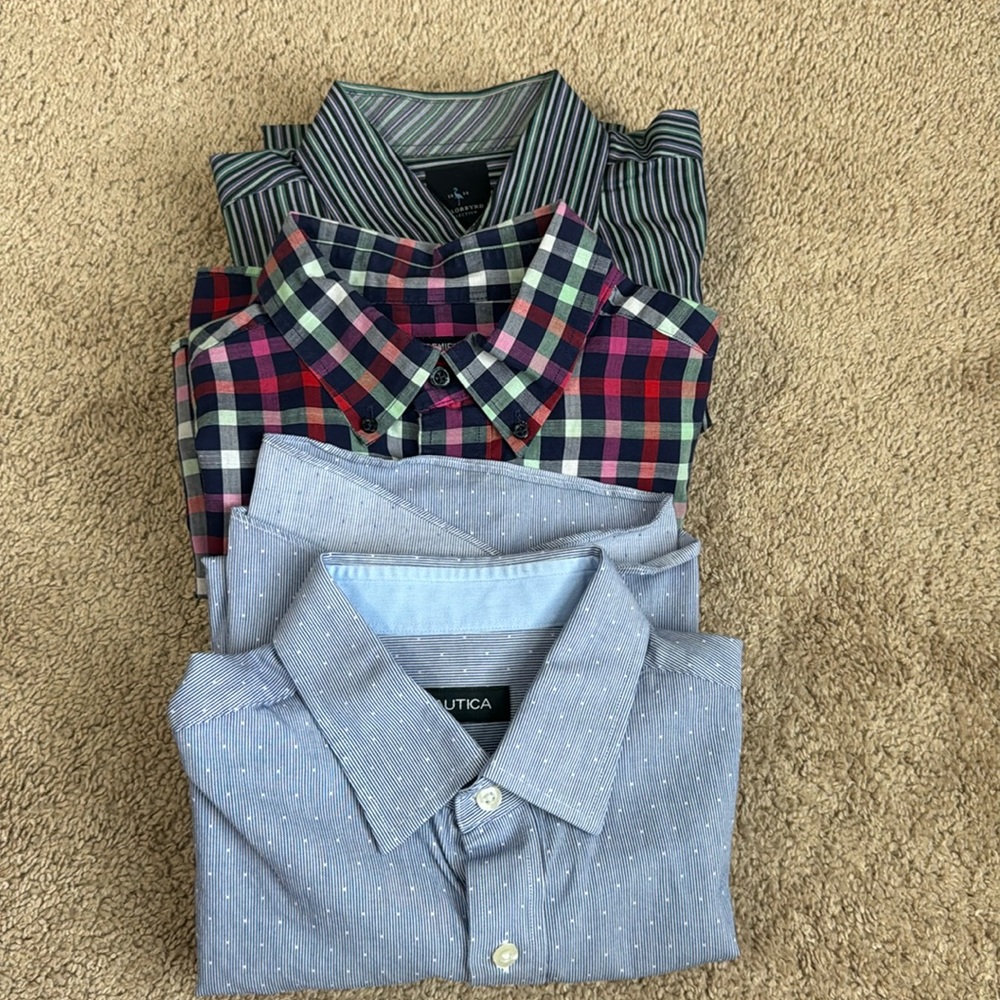 Bundle of 3 dress plaid shirts for men size L